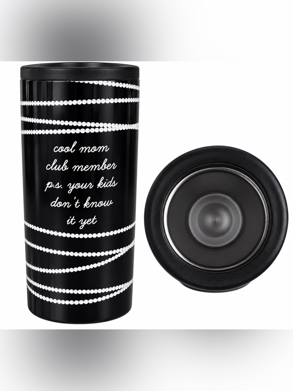 Cool Mom Club Member Black Slim Can Koozie Holder